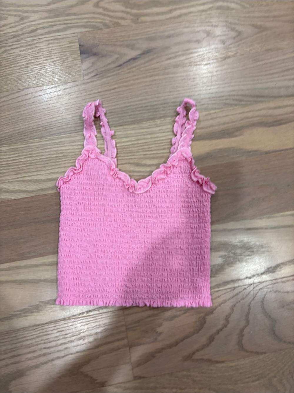 Katie J NYC Pink Smocked Ruffle Tank Top - Girls